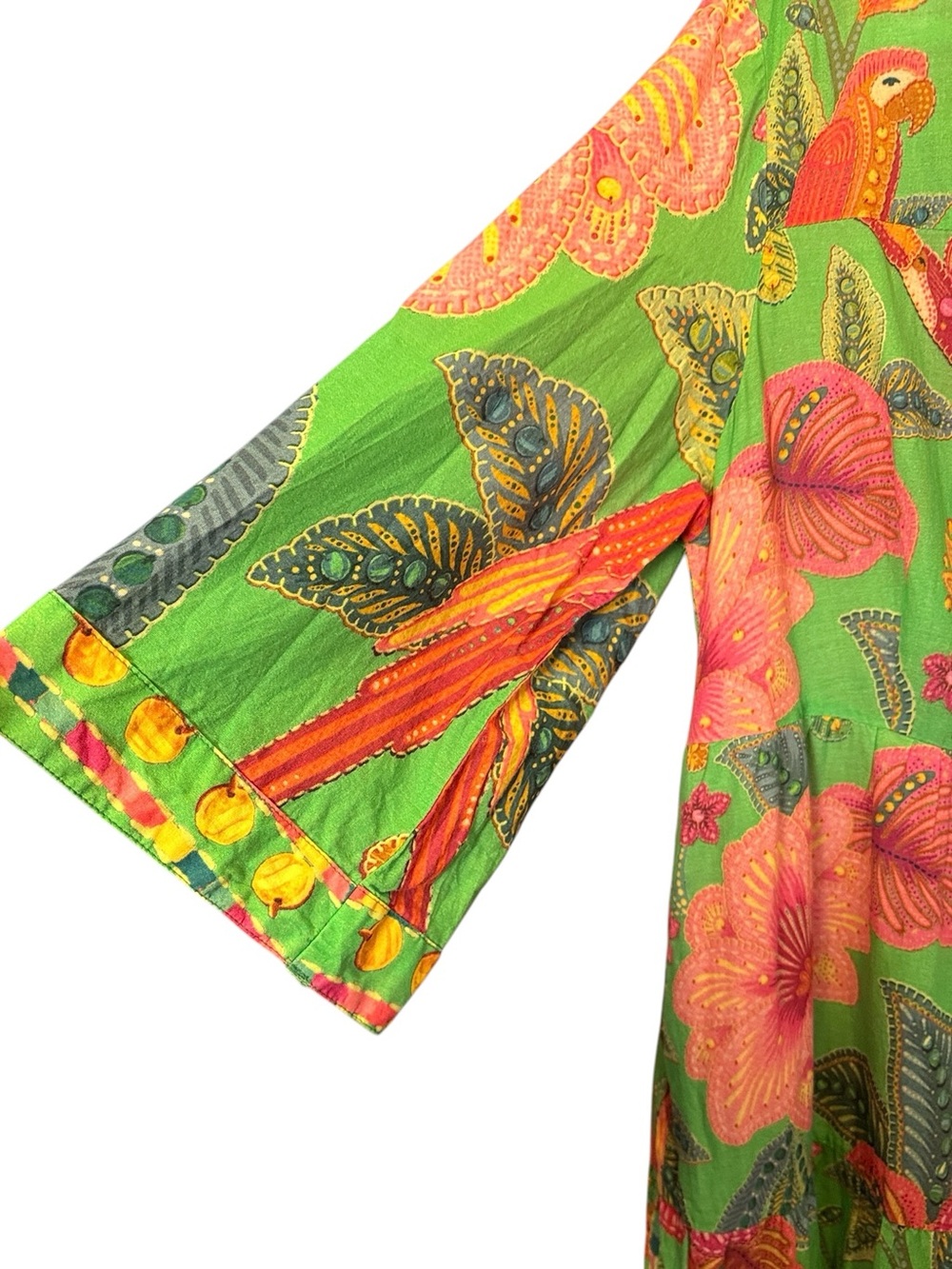 Be Boho Tropical Bold Colorful Maximalist Drop Waist Cotton Maxi Dress sz XXL - Picture 3 of 12
